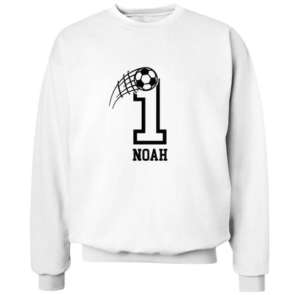 Personalised football number adult's unisex white sweater 2XL