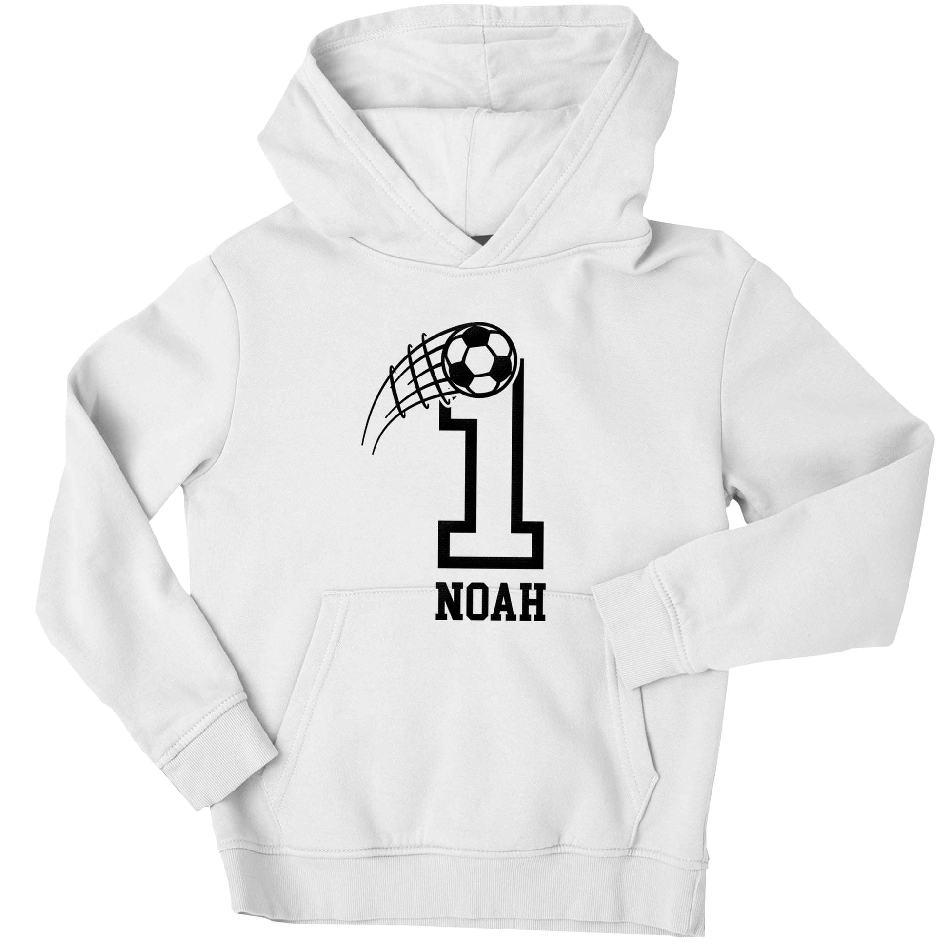 Personalised football number children's white hoodie 12-13 Years