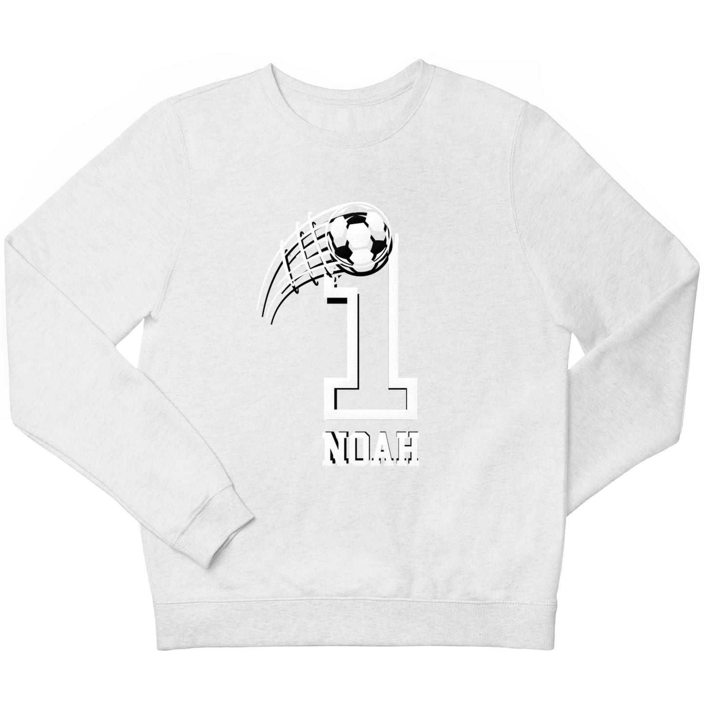 Personalised football number children's white sweater 12-13 Years