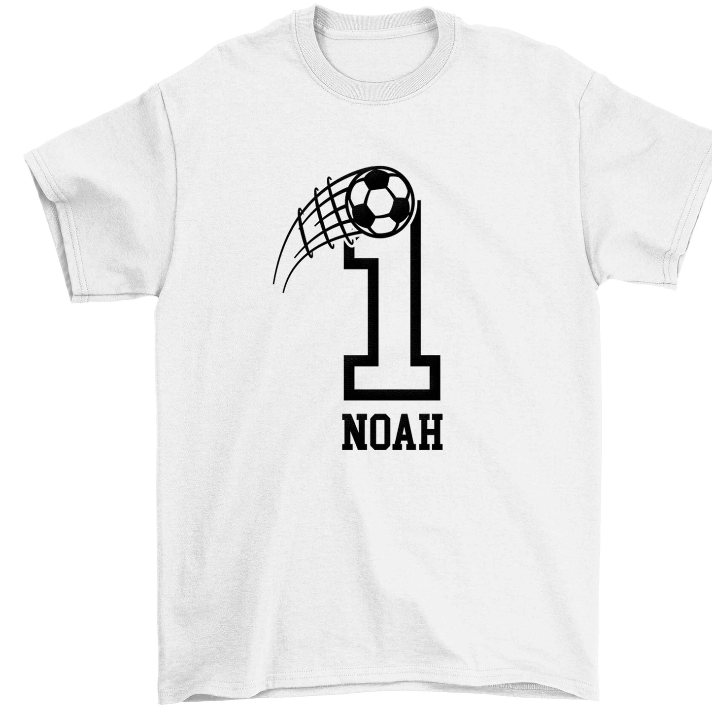 Personalised football number Children's white Tshirt 12-13 Years
