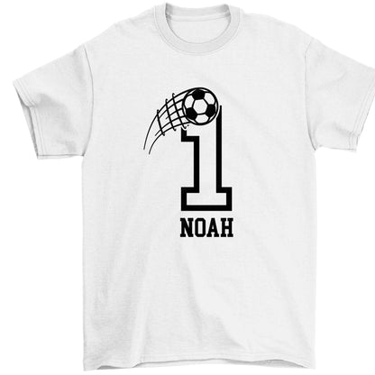 Personalised football number Children's white Tshirt 12-13 Years