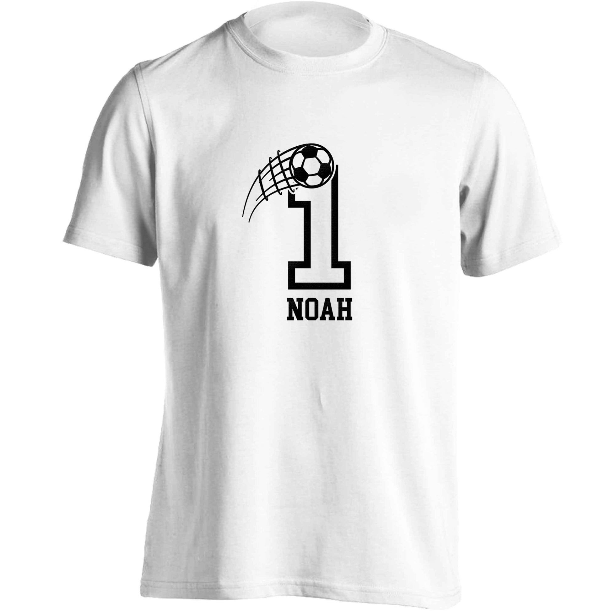 Personalised football number adults unisex white Tshirt 2XL