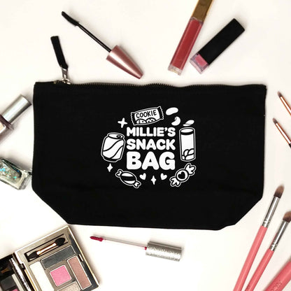 Personalised snack bag black makeup bag