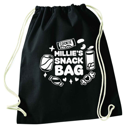 Personalised snack bag black drawstring bag