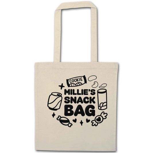 Personalised snack bag natural tote bag