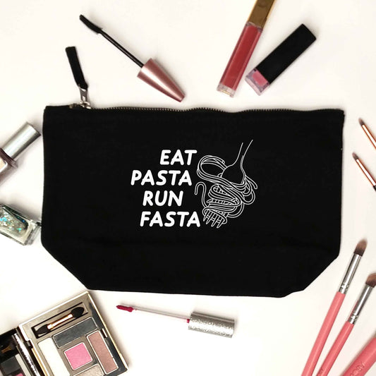 Eat pasta run fasta black makeup bag