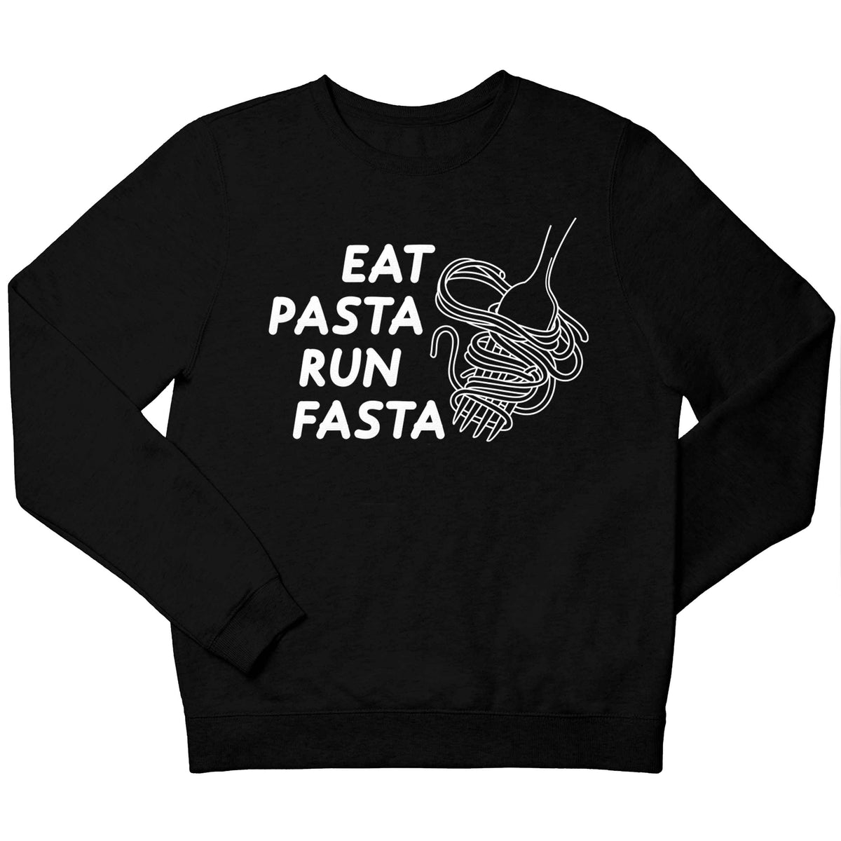 Eat pasta run fasta children's black sweater 12-13 Years