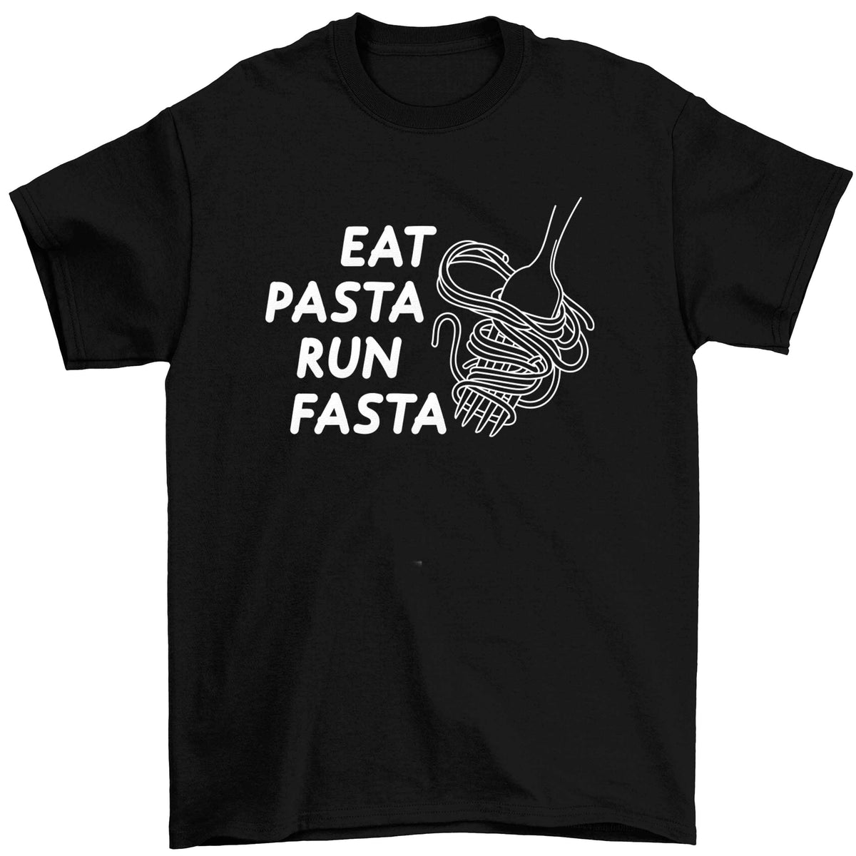 Eat pasta run fasta Children's black Tshirt 12-13 Years