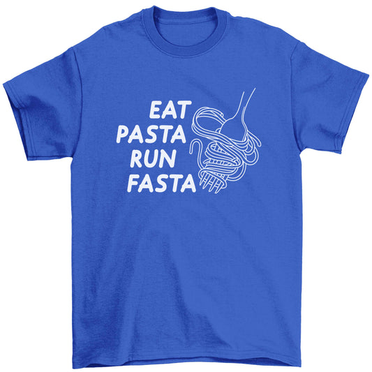 Eat pasta run fasta Children's blue Tshirt 12-13 Years