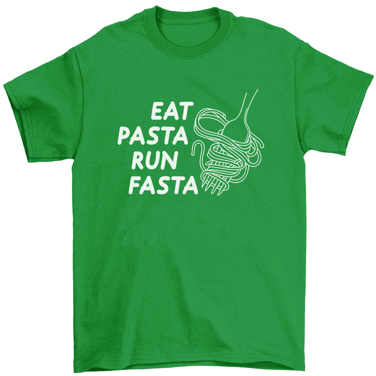 Eat pasta run fasta Children's green Tshirt 12-13 Years