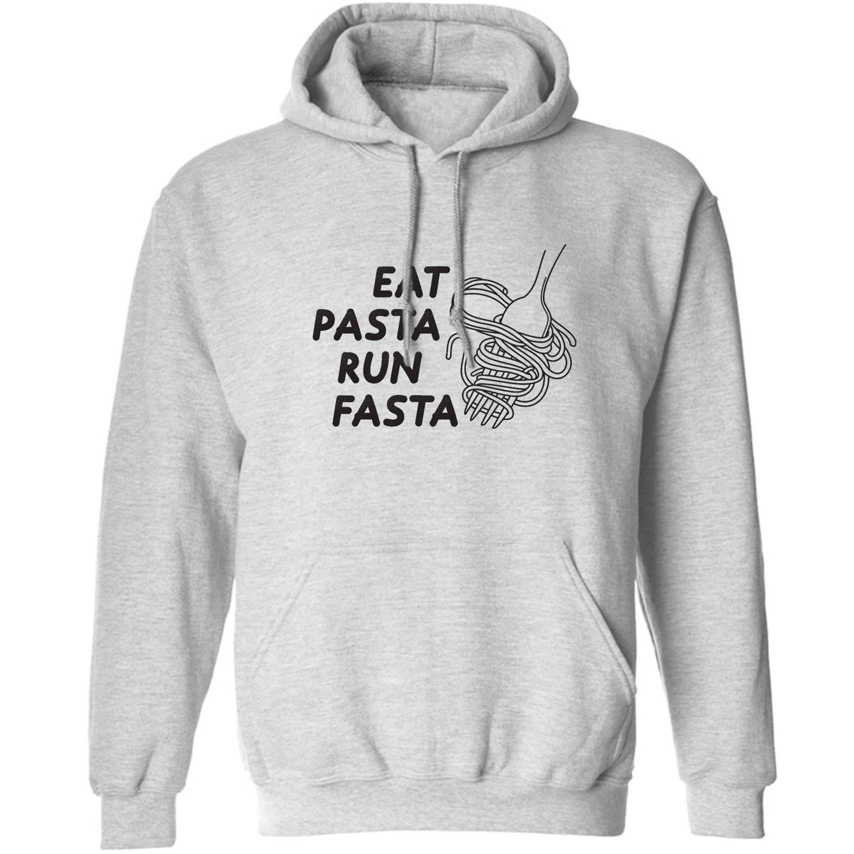 Eat pasta run fasta adults unisex grey hoodie 2XL