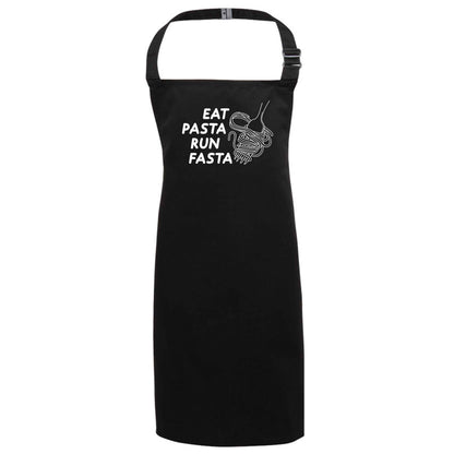 Eat pasta run fasta black apron 7-10 years