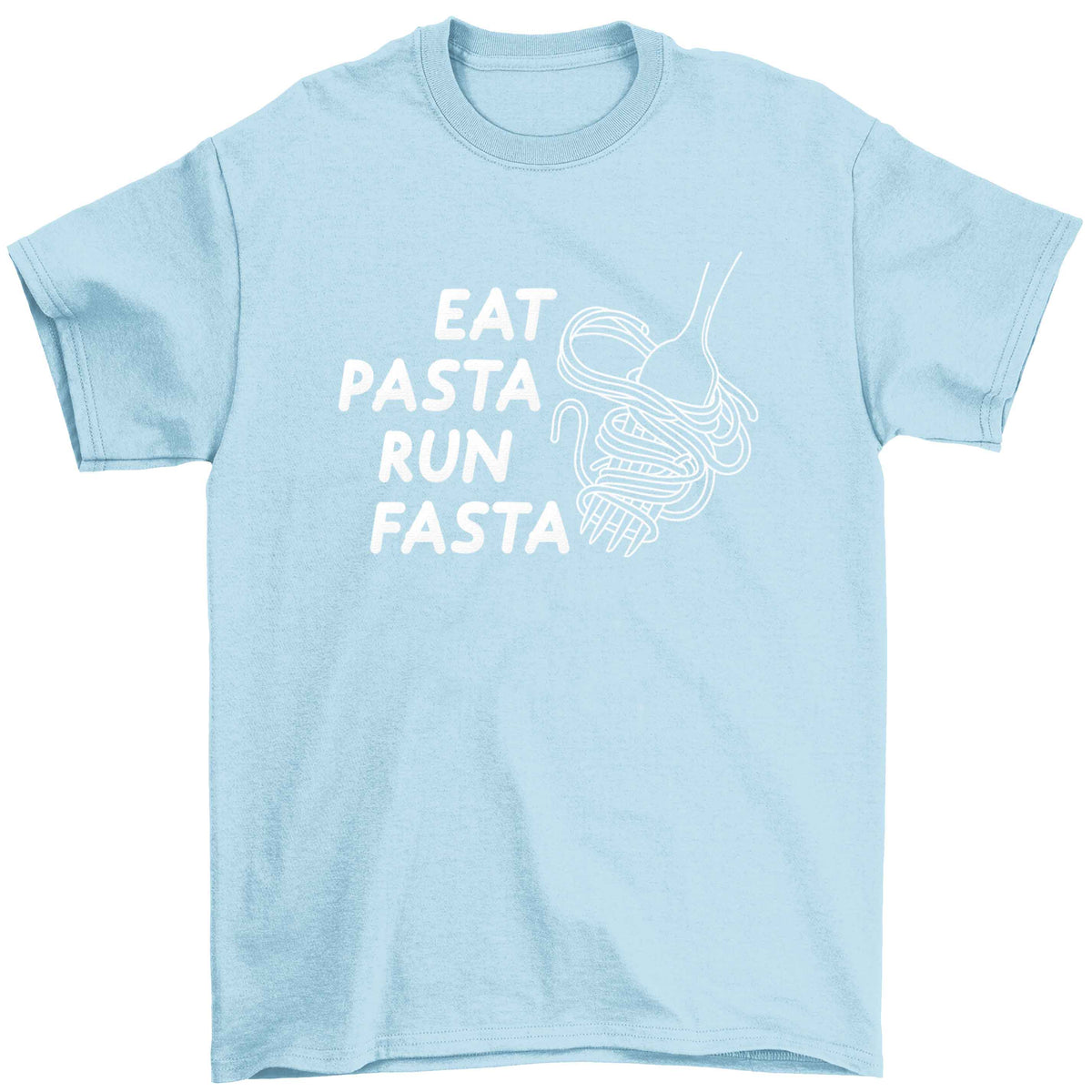 Eat pasta run fasta Children's light blue Tshirt 12-13 Years