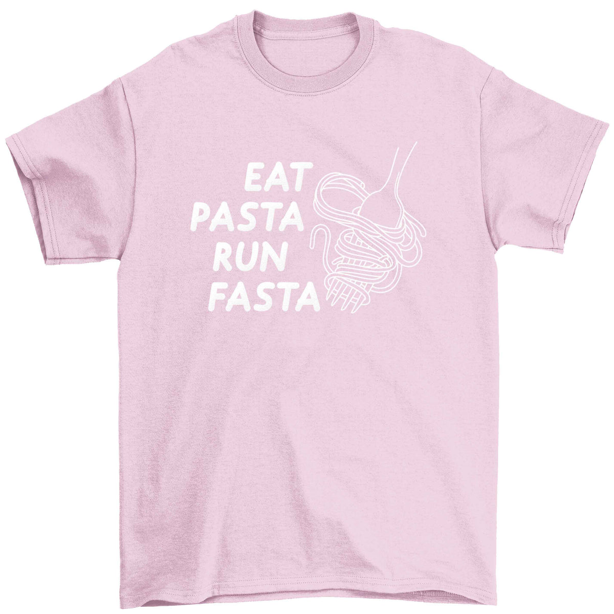 Eat pasta run fasta Children's light pink Tshirt 12-13 Years