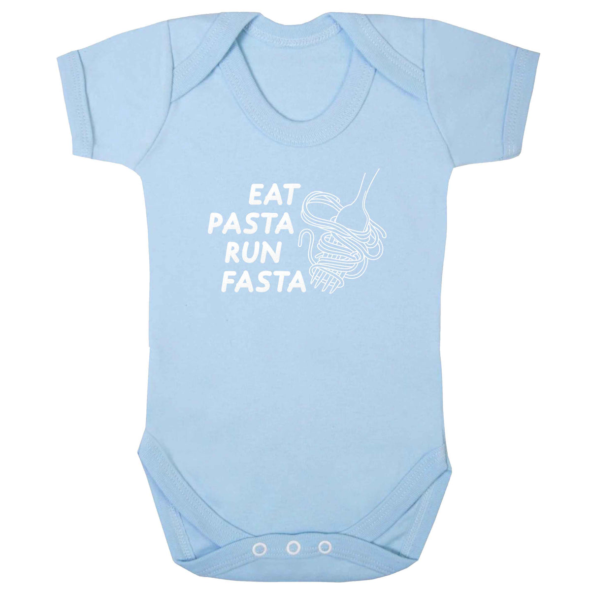 Eat pasta run fasta baby bodysuit pale blue 18-24 months