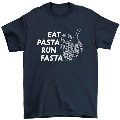 Eat pasta run fasta Children's navy Tshirt 12-13 Years