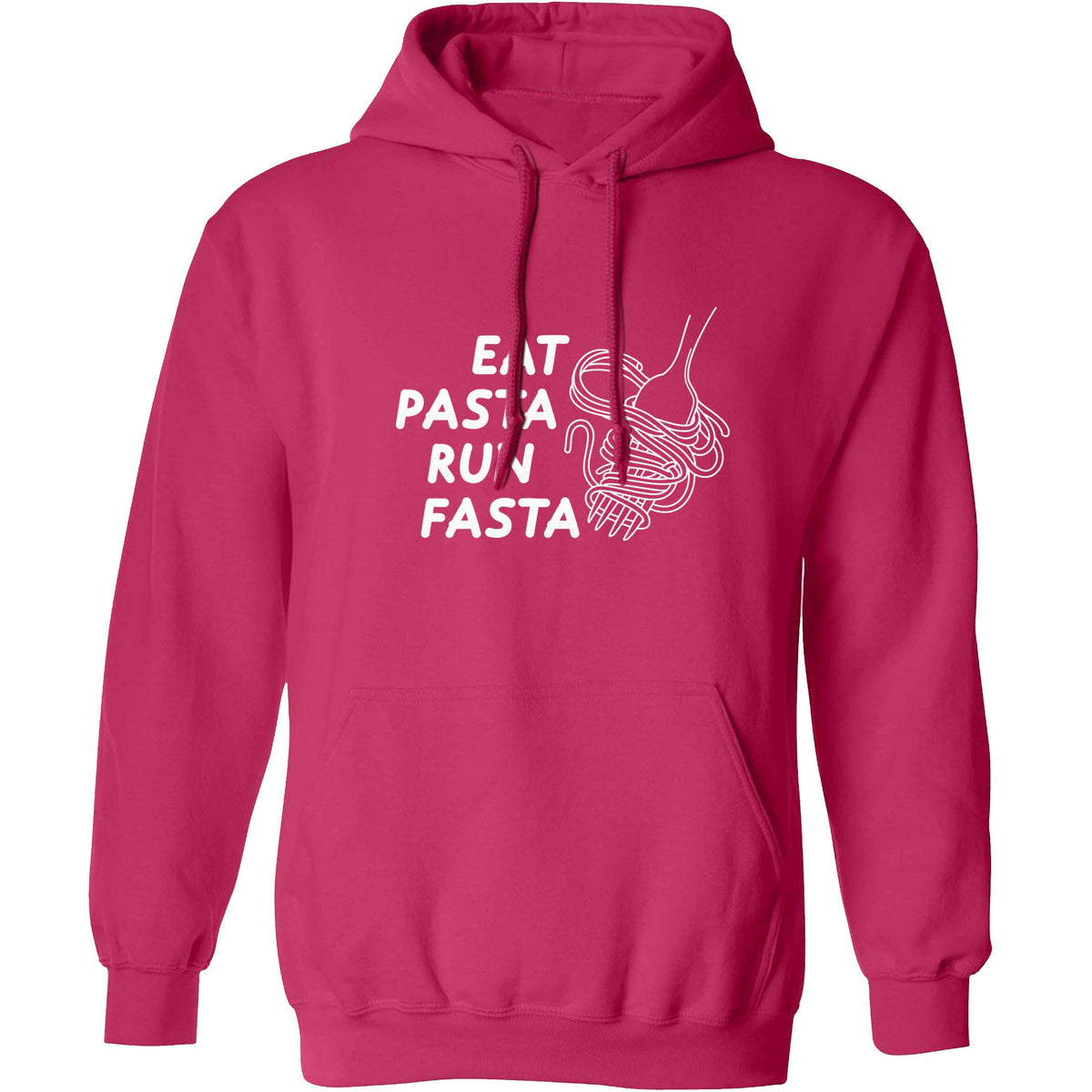 Eat pasta run fasta adults unisex pink hoodie 2XL