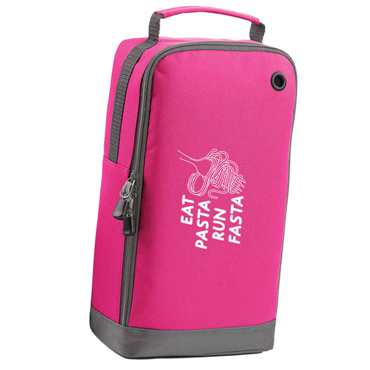 Eat pasta run fasta pink sports shoe bag horizontal print