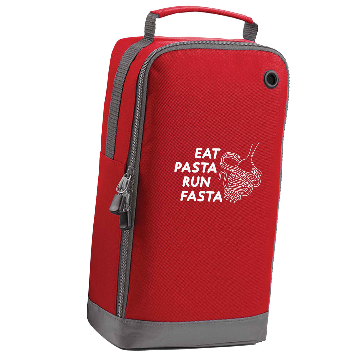 Eat pasta run fasta red sports shoe bag horizontal print