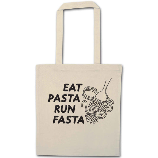 Eat pasta run fasta natural tote bag