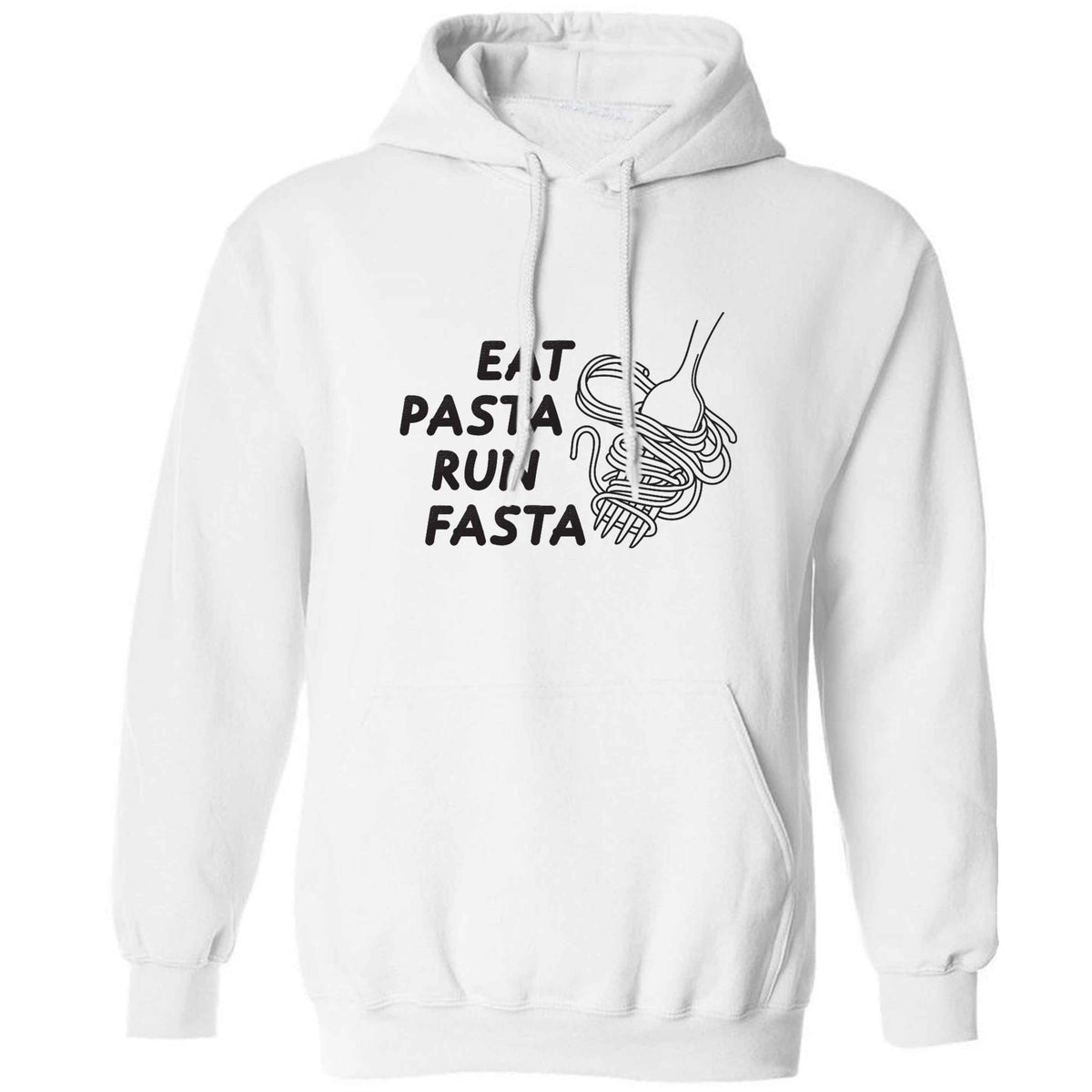 Eat pasta run fasta adults unisex white hoodie 2XL