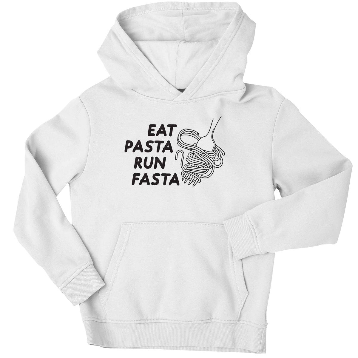 Eat pasta run fasta children's white hoodie 12-13 Years
