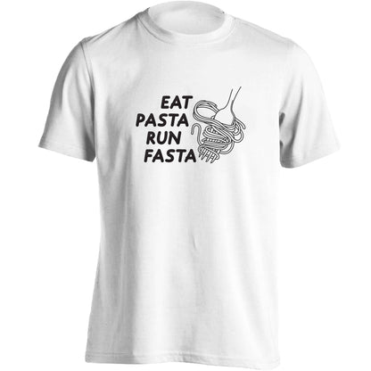 Eat pasta run fasta adults unisex white Tshirt 2XL