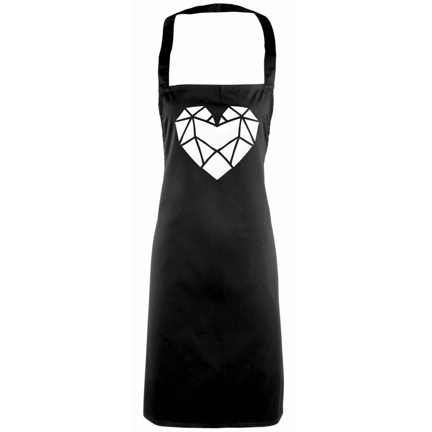 Geometric heart adults black apron
