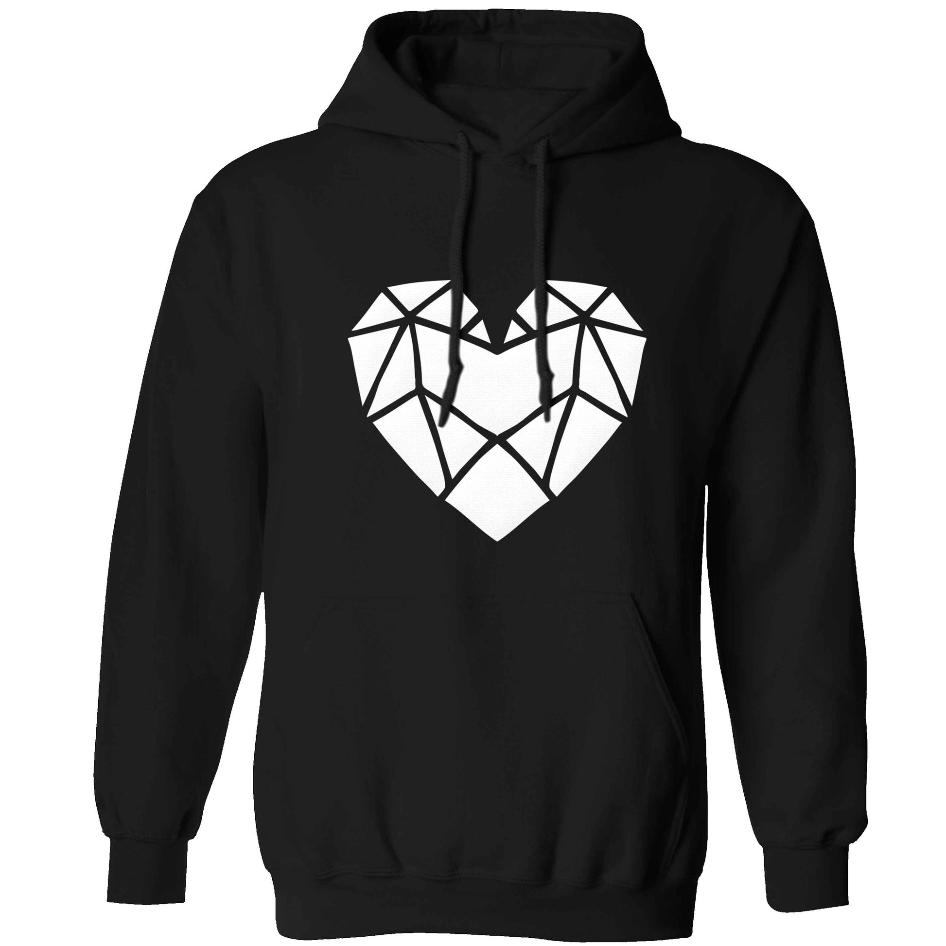 Geometric heart adults unisex black hoodie 2XL