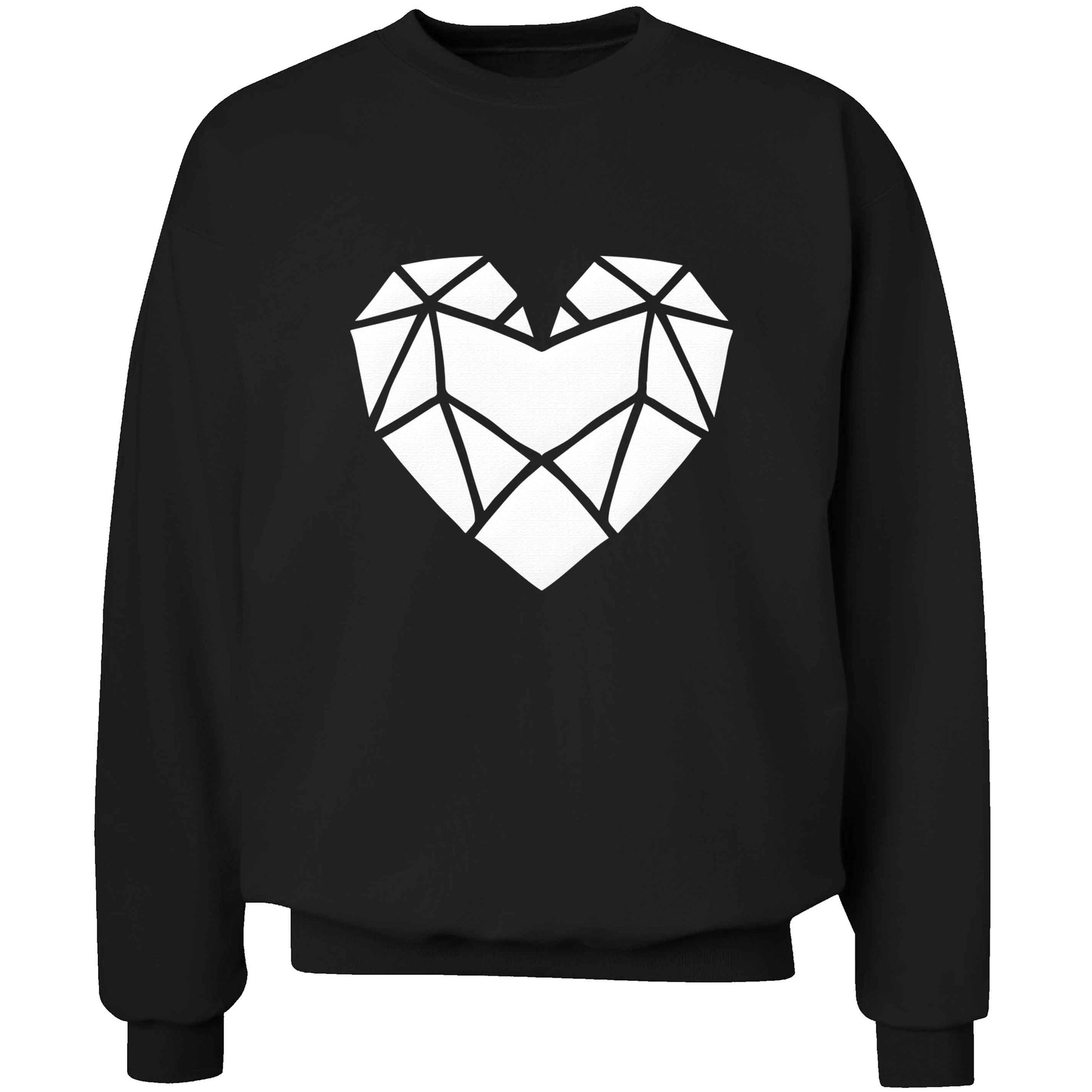 Geometric heart adult's unisex black sweater 2XL