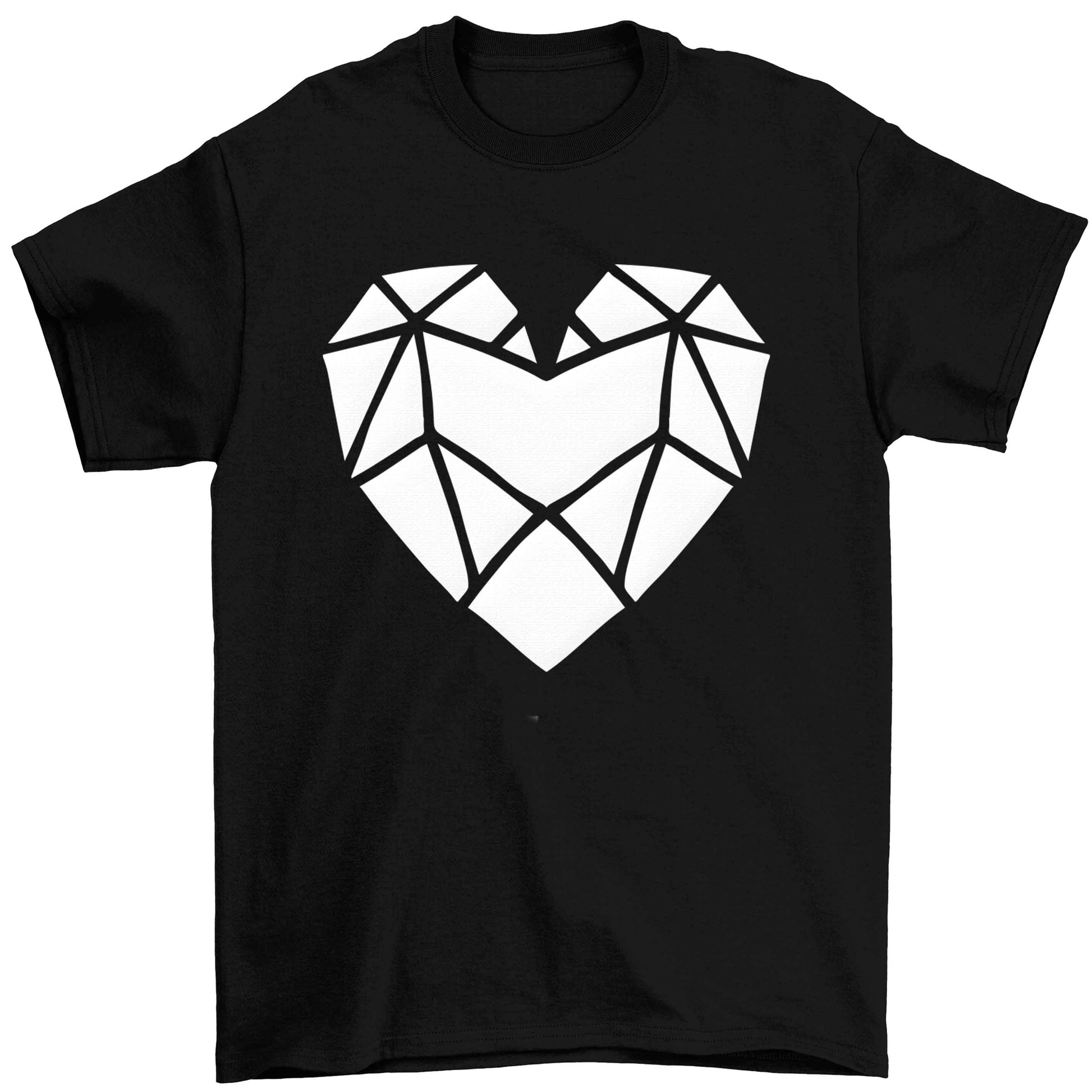 Geometric heart Children's black Tshirt 12-13 Years