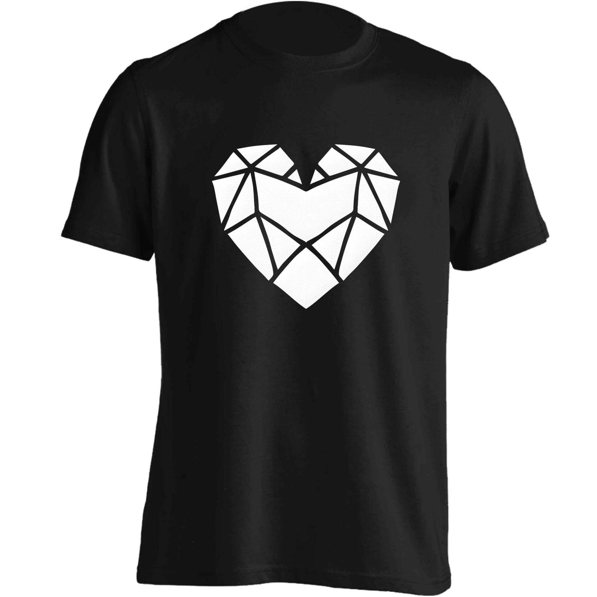 Geometric heart adults unisex black Tshirt 2XL