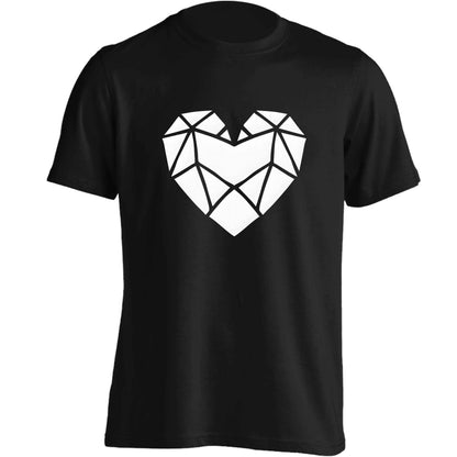 Geometric heart adults unisex black Tshirt 2XL