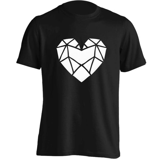 Geometric heart adults unisex black Tshirt 2XL