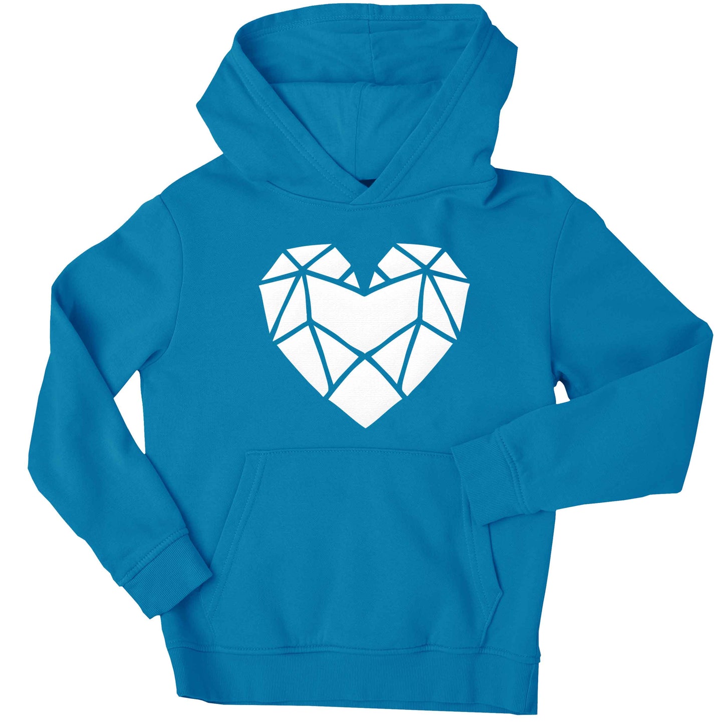 Geometric heart children's blue hoodie 12-13 Years