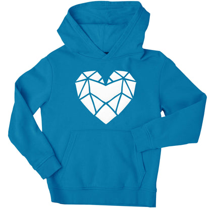Geometric heart children's blue hoodie 12-13 Years