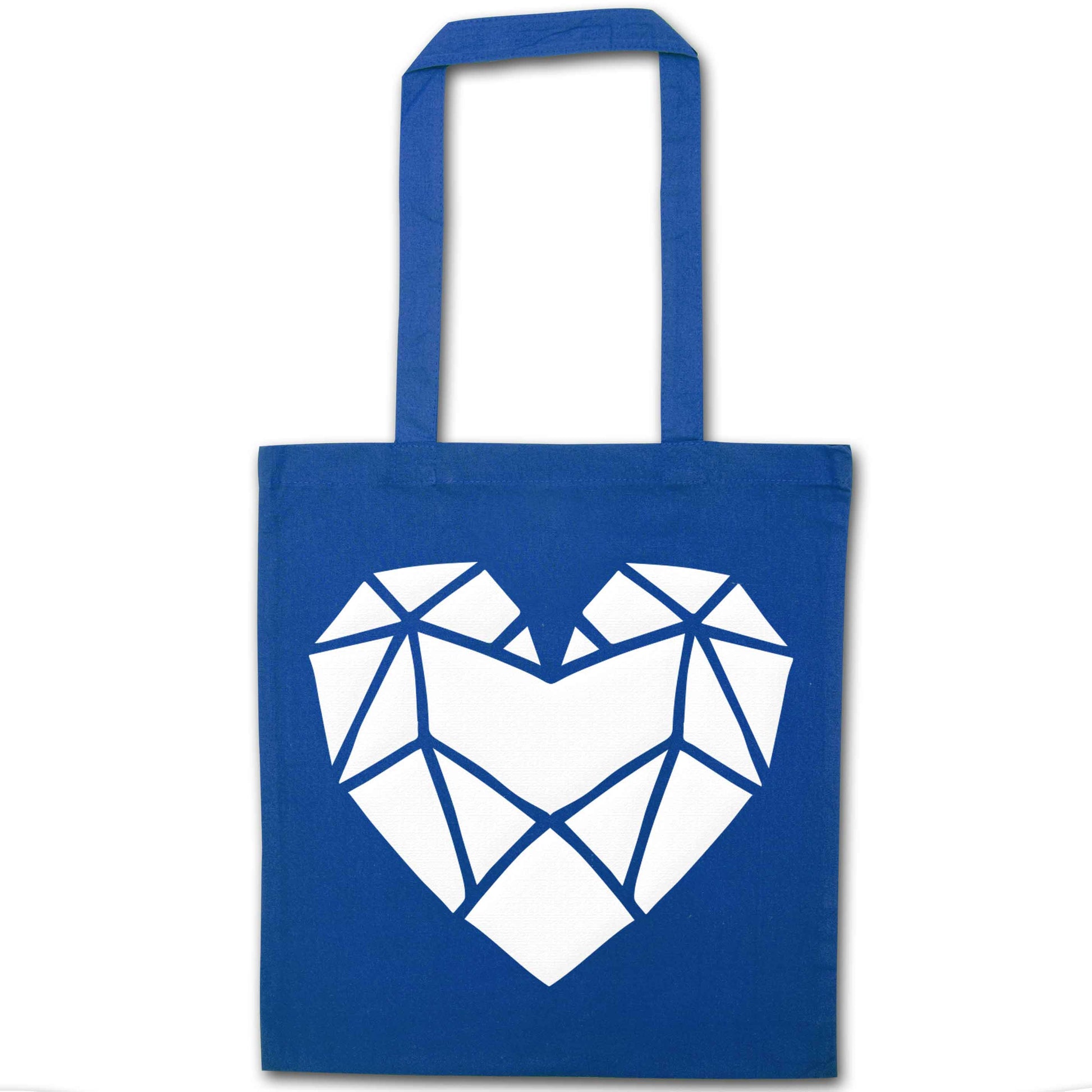 Geometric heart blue tote bag