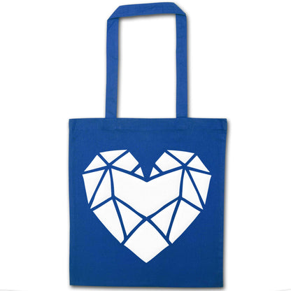 Geometric heart blue tote bag