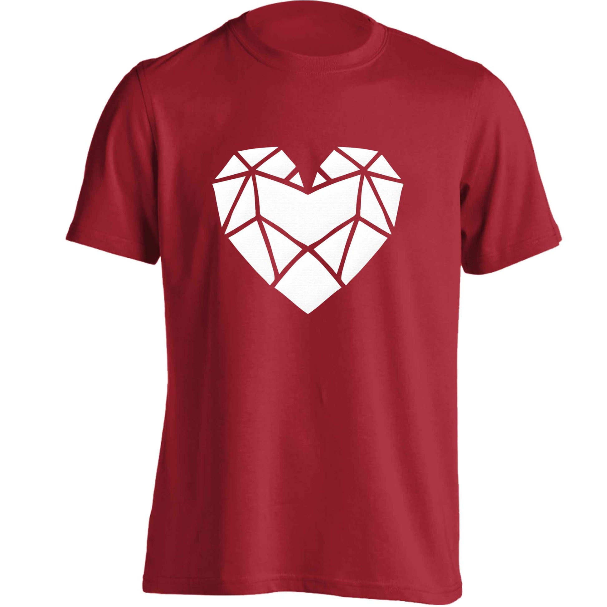 Geometric heart adults unisex red Tshirt 2XL