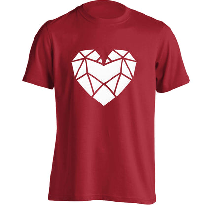 Geometric heart adults unisex red Tshirt 2XL