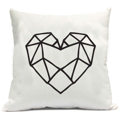 Geometric heart cushion cover