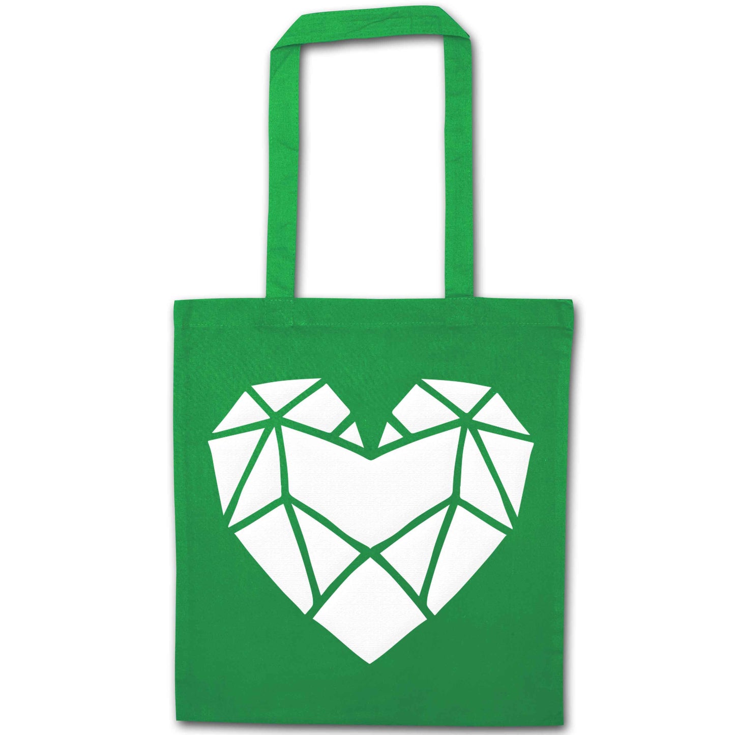 Geometric heart green tote bag