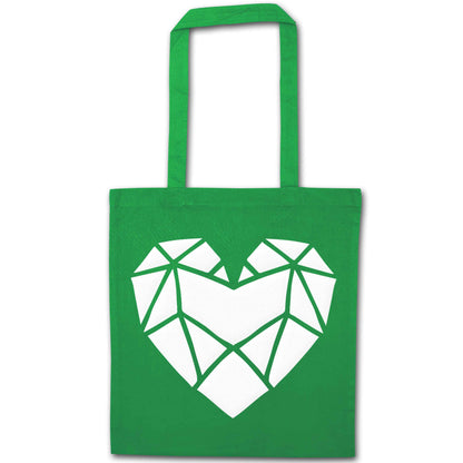 Geometric heart green tote bag