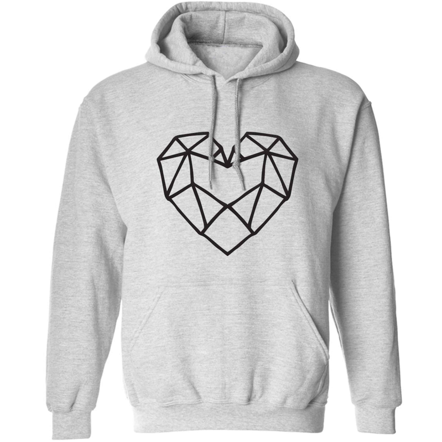 Geometric heart adults unisex grey hoodie 2XL