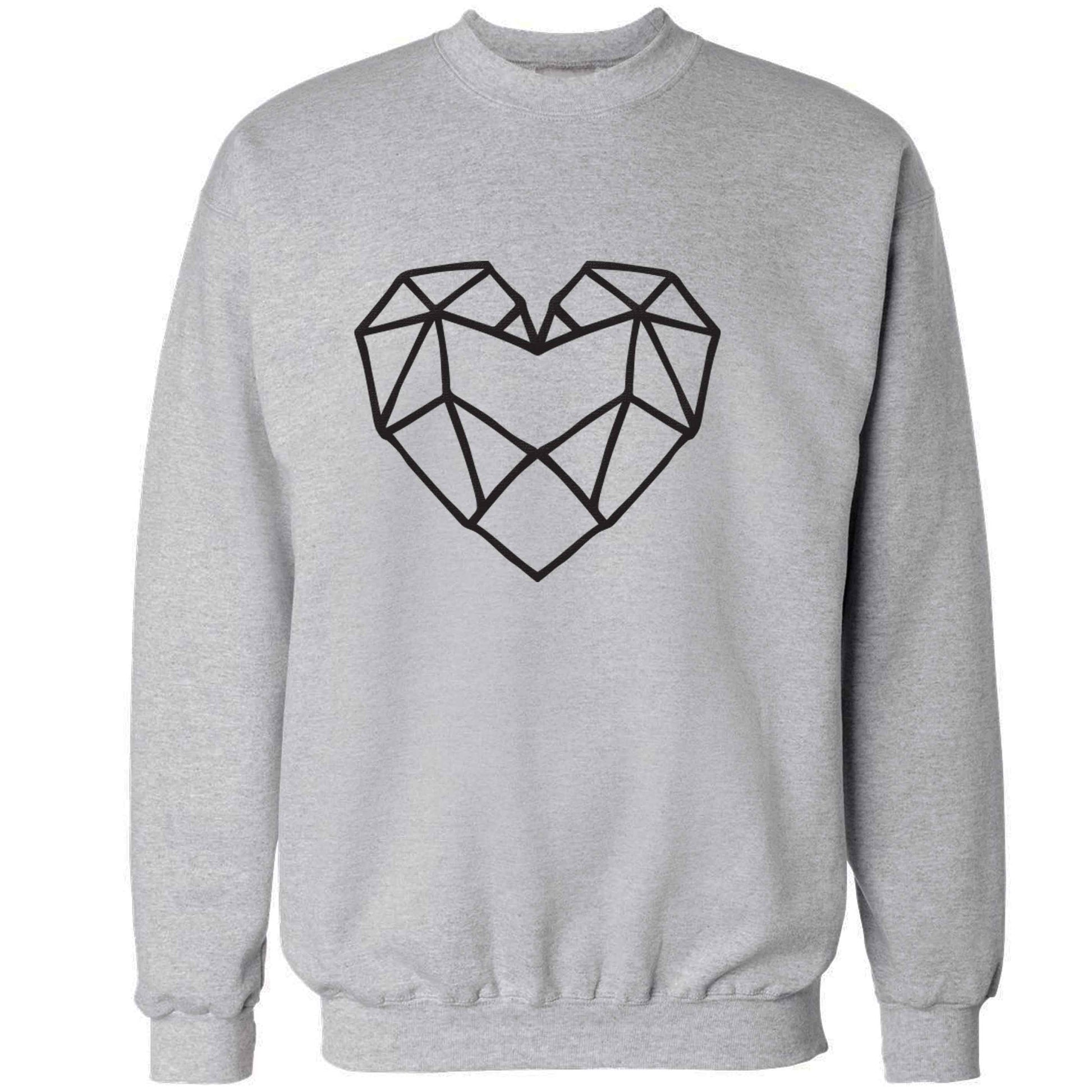 Geometric heart adult's unisex grey sweater 2XL