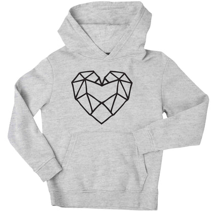 Geometric heart children's grey hoodie 12-13 Years