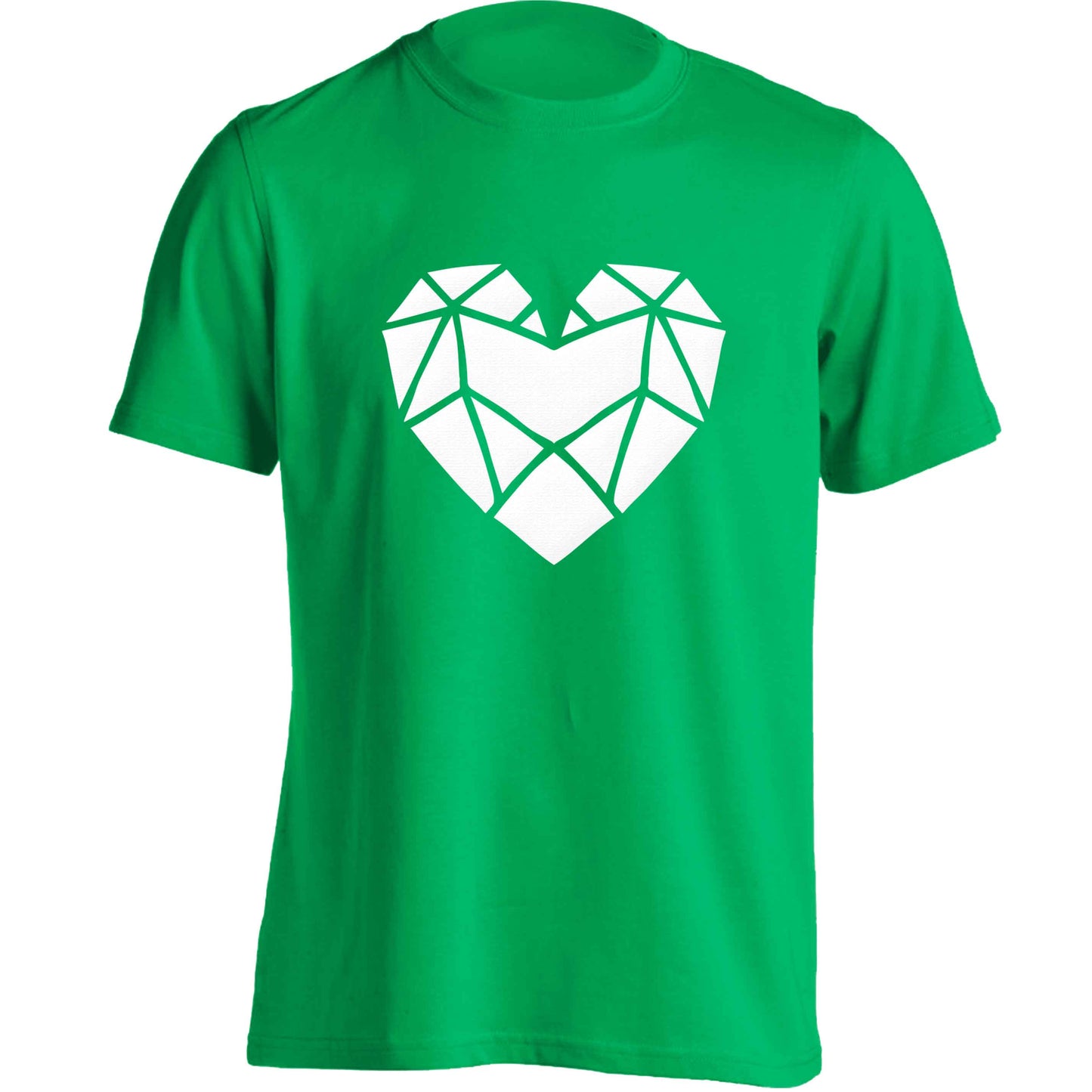 Geometric heart adults unisex green Tshirt 2XL