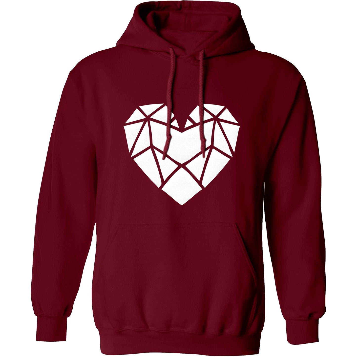 Geometric heart adults unisex maroon hoodie 2XL