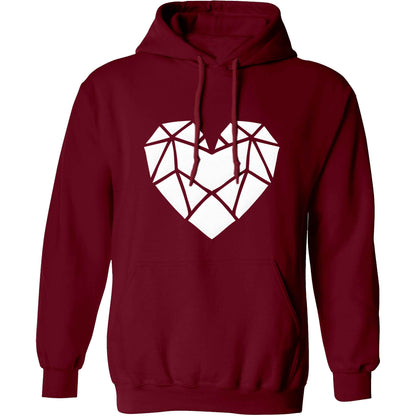 Geometric heart adults unisex maroon hoodie 2XL