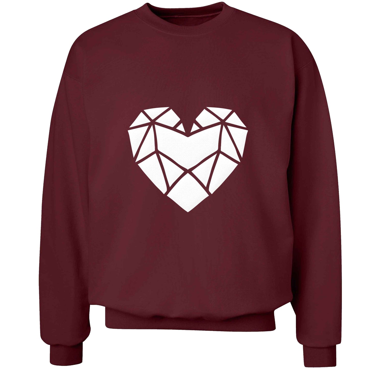 Geometric heart adult's unisex maroon sweater 2XL